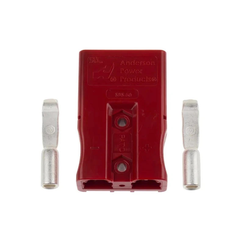 Anderson Power Products SBS Series 2 Way Male Battery Connector, Straight Orientation, Cable Mount, 600V, 110A SBS50RED08