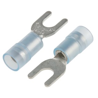 RS PRO SNYDL Insulated Crimp Spade Connector 16 AWG to 14 AWG, Nylon Insulation, Blue, M4.5 Stud Size 267-3830