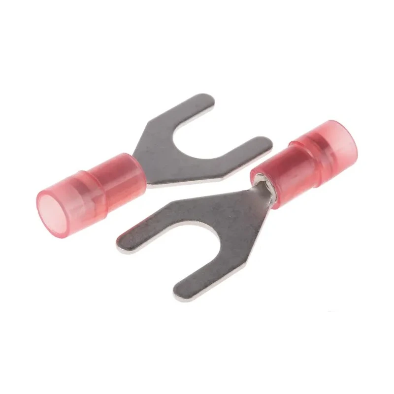 RS PRO Insulated Crimp Spade Connector SNYDL Series 22 AWG to 16 AWG, M6 Stud Size, Nylon Red 267-3666
