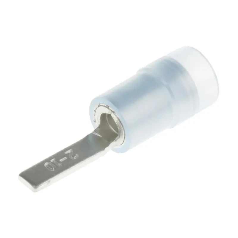 RS PRO Insulated Crimp Blade Terminal 10 mm Blade Length, 16 AWG to 14 AWG, Blue 267-4489