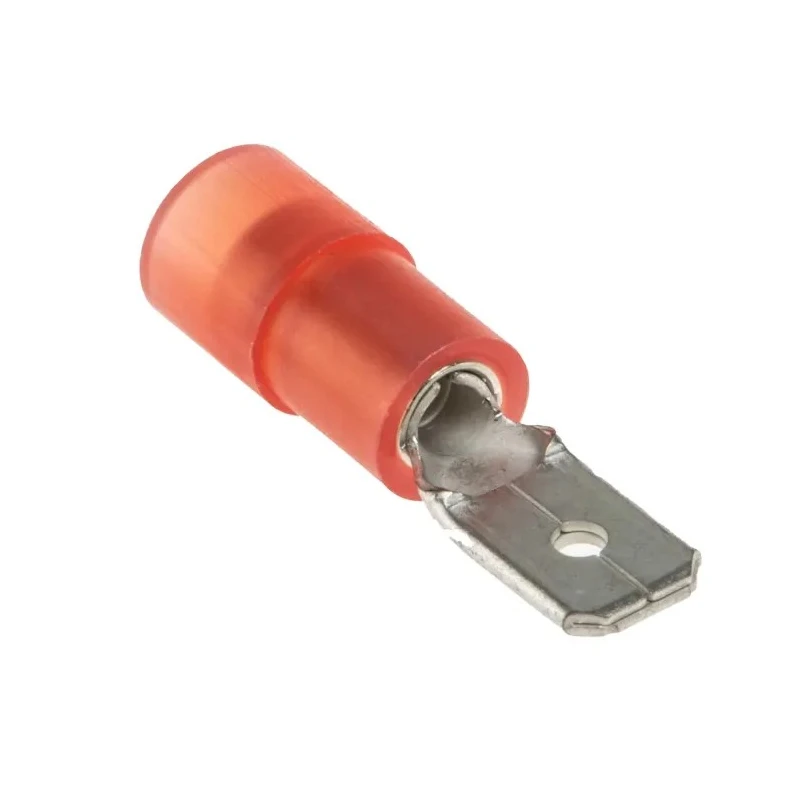 RS PRO Red Insulated Male Spade Connector, Crimp, 4.75 x 0.8 mm Tab Size, 22 AWG to 16 AWG, Nylon Insulated 267-4439