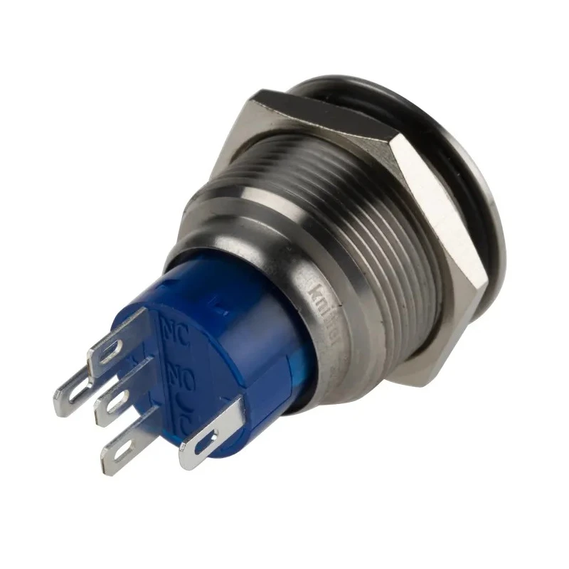 KNITTER-SWITCH MAV Series Illuminated Push Button Switch, Momentary, Panel Mount, 22.2 mm Cutout, SPDT MAV22A0F10E-712-JQ