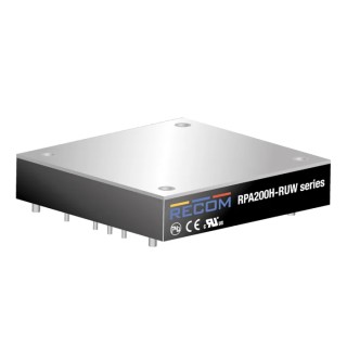 Recom DC/DC Converter 24V DC 8.5A 200W Through Hole, 16.5V-140V Input Range, Plastic Case, 93.5°C Max Temp RPA200H-RUW