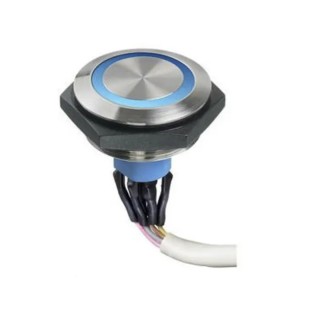APEM Illuminated Panel Mount Push Button Switch Momentary SPST 1A 30 V dc Blue LED IP67 AV51022000074BK