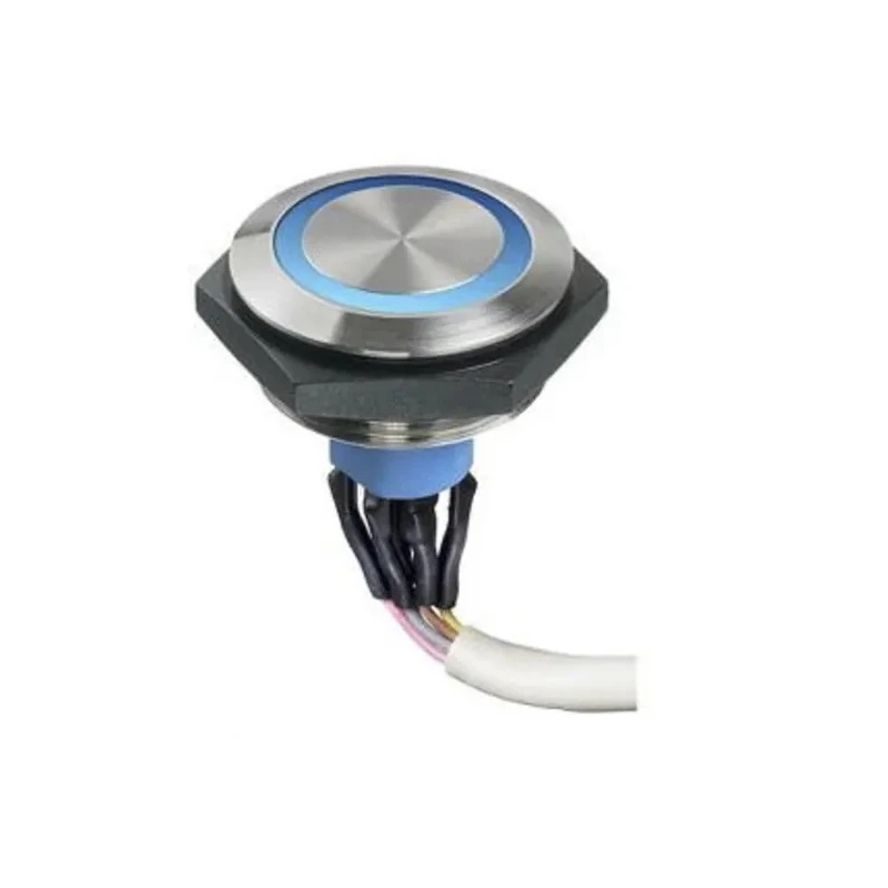 APEM Illuminated Panel Mount Push Button Switch Momentary SPST 1A 30 V dc Blue LED IP67 AV51022000074BK