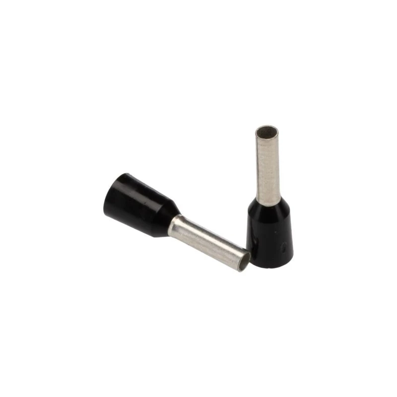 JST FTR Insulated Crimp Bootlace Ferrule, 8 mm Pin Length, 1.7 mm Pin Diameter, Black, Suitable for 16 AWG Wire FTR1.5-8