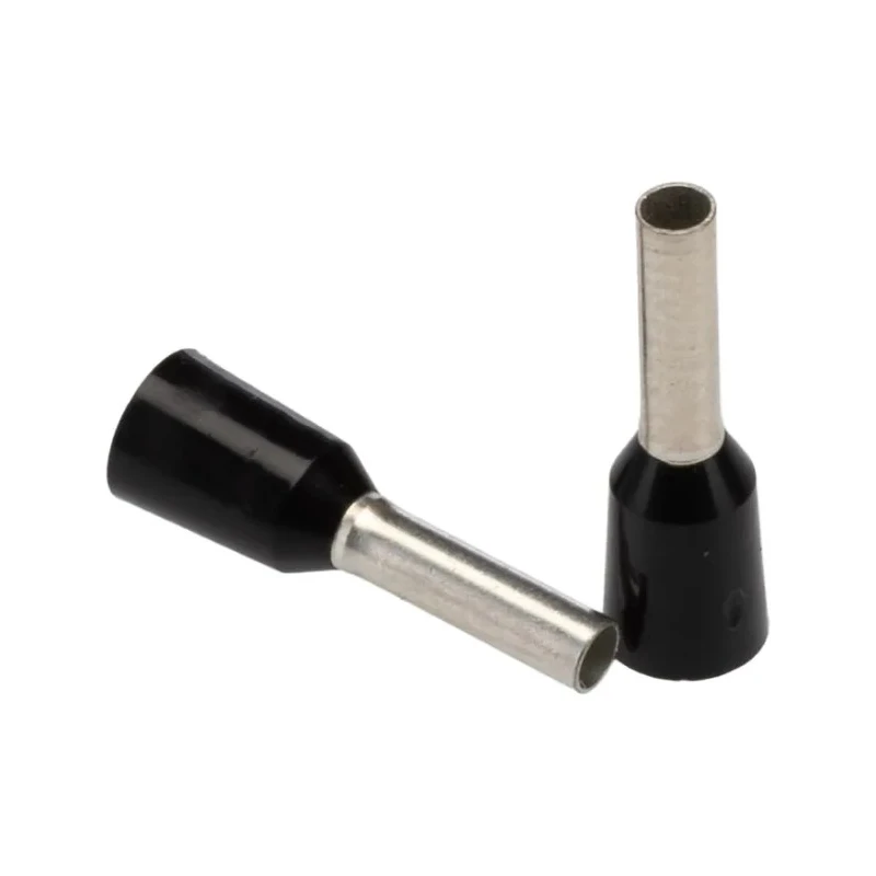 JST FTR Insulated Crimp Bootlace Ferrule, 8 mm Pin Length, 1.7 mm Pin Diameter, Black, Suitable for 16 AWG Wire FTR1.5-8