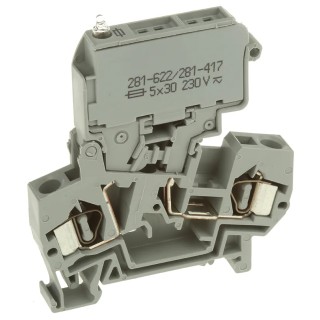 WAGO 281 Series Fuse Terminal Block Grey, 4mm², 1-Level Fused, Cage Clamp 281-622/281-417