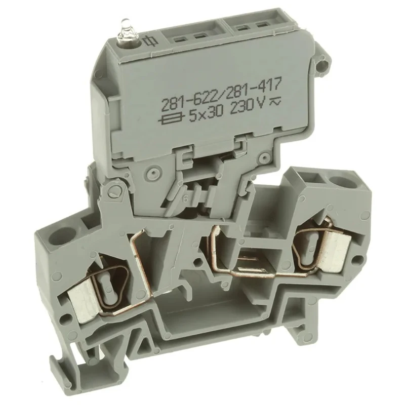 WAGO 281 Series Fuse Terminal Block Grey, 4mm², 1-Level Fused, Cage Clamp 281-622/281-417