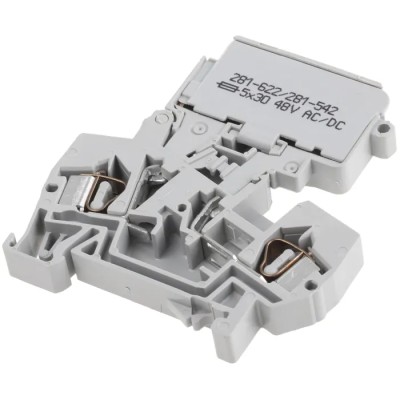 WAGO 281 Series Fuse Terminal Block Grey, 4mm², 1-Level Fused, Cage Clamp 281-622/281-542