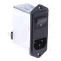 Schaffner IEC Filter Panel Mount 250V AC 6A Male 2 Pole 2 Fuse Faston FN282-6-06