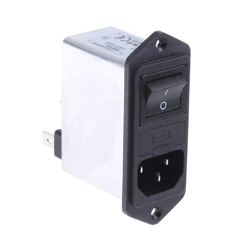 Schaffner IEC Filter Panel Mount 250V AC 6A Male 2 Pole 2 Fuse Faston FN282-6-06