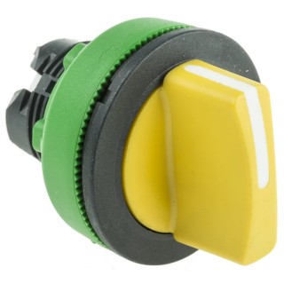 Schneider Electric Harmony XB5 Series 2 Position Selector Switch Head 30 mm Cutout Yellow Handle IP69K IP67 IP66 ZB5FD405