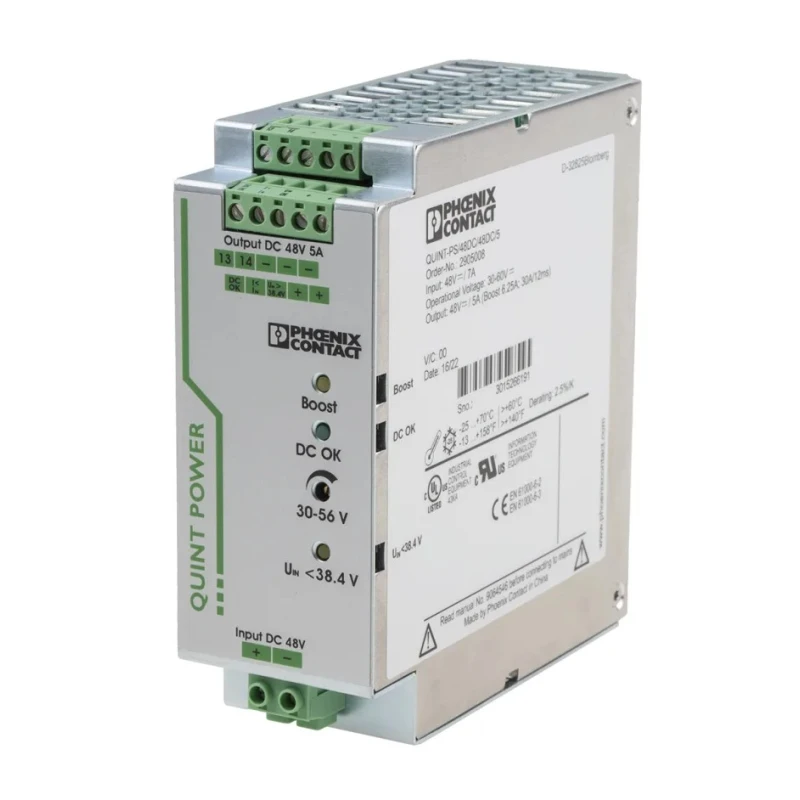 Phoenix Contact QUINT-PS/48DC/48DC/5 DC/DC Converter 30V 56V 5A 60V DC Input 48V DC Input DIN Rail 20W 70°C 2905008