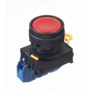 Idec Illuminated Push Button Switch, Panel Mount, 22 mm Cutout, Red, SPST, IP65 YW1B-A1E10R