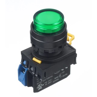 Idec Illuminated Push Button Switch Panel Mount 22 mm Cutout Green SPST IP65 YW1L-M2E10QM3G