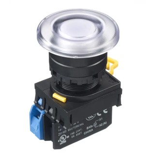 Idec Illuminated Push Button Switch Panel Mount 22mm Cutout White SPST IP65 YW1L-M4E10Q4PW