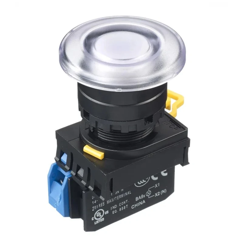 Idec Illuminated Push Button Switch Panel Mount 22mm Cutout White SPST IP65 YW1L-M4E10Q4PW