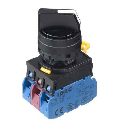 Idec Spring Return Selector Switch DPDT 3 Positions 22 mm Cutout Diameter YW1S-32E21
