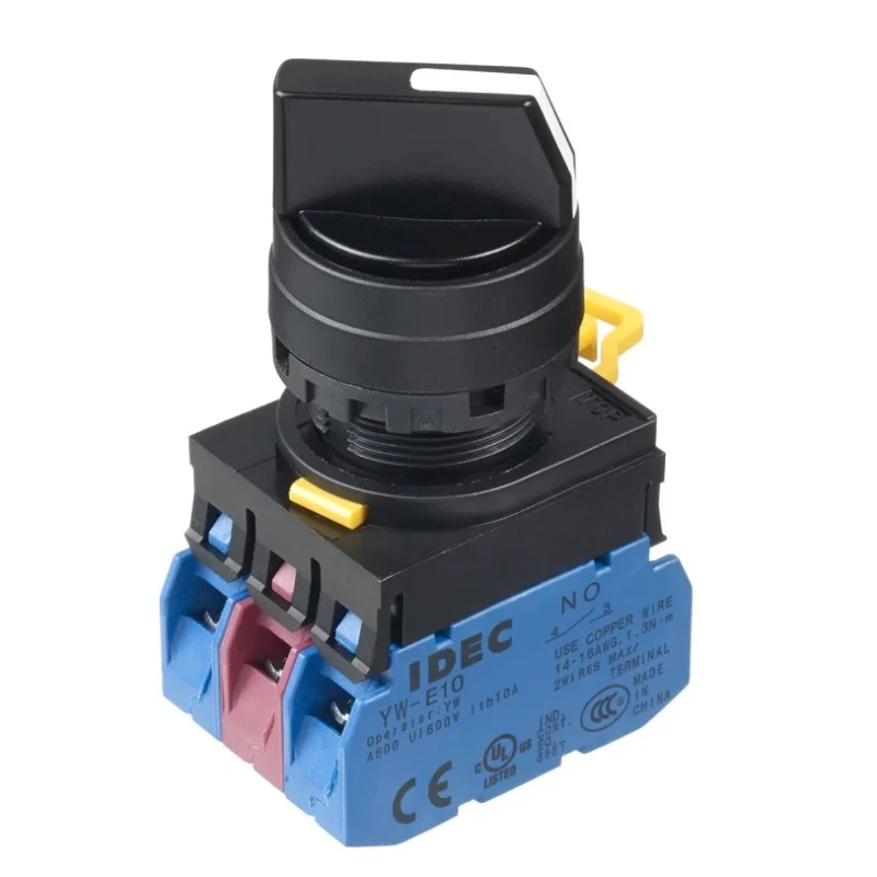 Idec Spring Return Selector Switch DPDT 3 Positions 22 mm Cutout Diameter YW1S-32E21