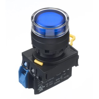 Idec Illuminated Push Button Switch Panel Mount 22mm Cutout Blue SPST IP65 YW1L-MF2E10Q4S