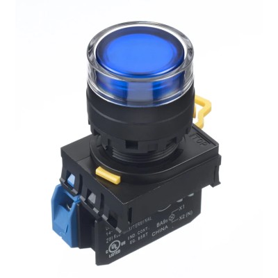 Idec Illuminated Push Button Switch Panel Mount 22mm Cutout Blue SPST IP65 YW1L-MF2E10Q4S