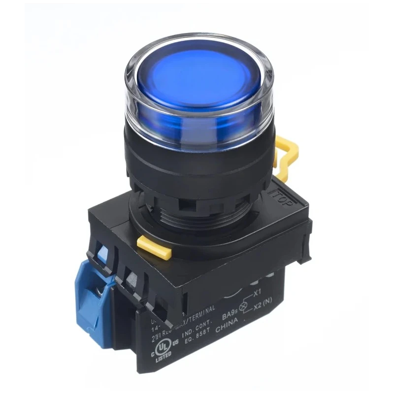 Idec Illuminated Push Button Switch Panel Mount 22mm Cutout Blue SPST IP65 YW1L-MF2E10Q4S