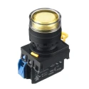 Idec Illuminated Push Button Switch Panel Mount 22 mm Cutout Yellow SPST IP65 YW1L-MF2E10QM3Y