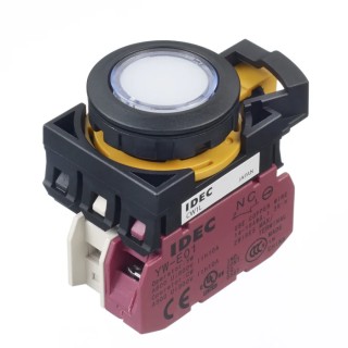 Idec CW Series Illuminated Momentary Panel Push Button Switch 22 mm Cutout SPST White LED IP65 CW1L-M1E01Q4PW