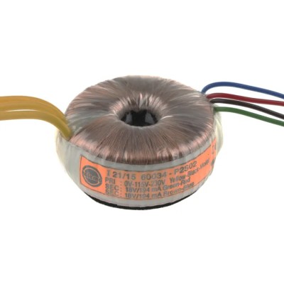 Nuvotem Talema Toroidal Transformer 230 V ac Primary, 2 x 18 V ac Secondary, 7 VA Power, 2 Outputs Model 60034
