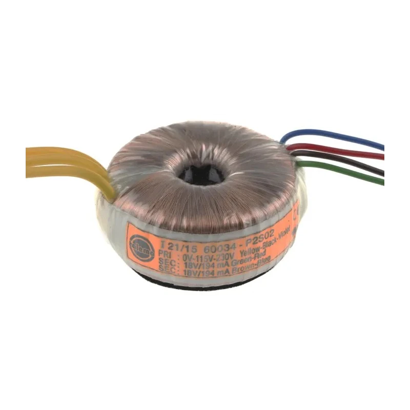 Nuvotem Talema Toroidal Transformer 230 V ac Primary, 2 x 18 V ac Secondary, 7 VA Power, 2 Outputs Model 60034