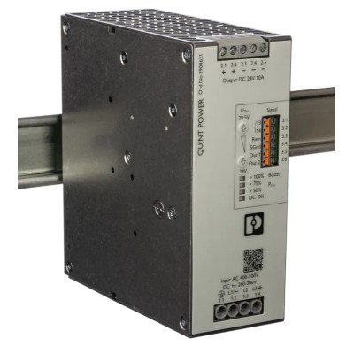 Phoenix Contact QUINT POWER Switched Mode DIN Rail Power Supply 3-Phase AC Input 400-500V AC, 29.5V DC, 10A Output 2904621