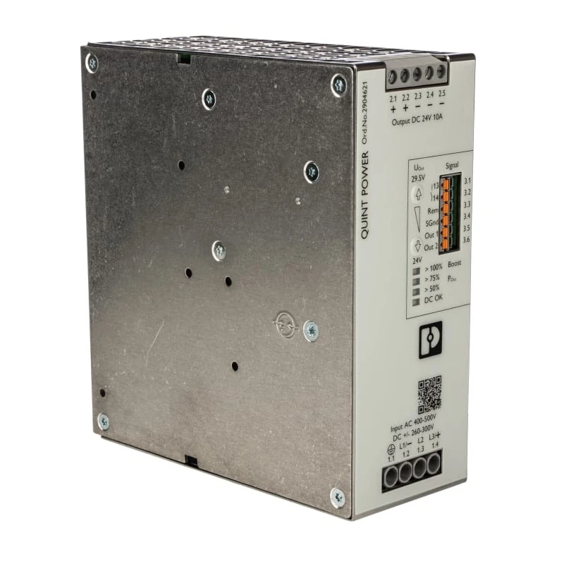 Phoenix Contact QUINT POWER Switched Mode DIN Rail Power Supply 3-Phase AC Input 400-500V AC, 29.5V DC, 10A Output 2904621