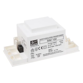 Block 2 Output 100 VA Chassis Mount Transformer 230 V ac Primary, 2 x 12 V ac Secondary, cUL 506, VDE, EN 61558 SIM 100