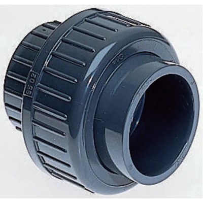Georg Fischer Plastic Pipe Fitting Straight Union PVC-U, O-ring EPDM Seal, 16 bar, Grey, 41mm 721510105
