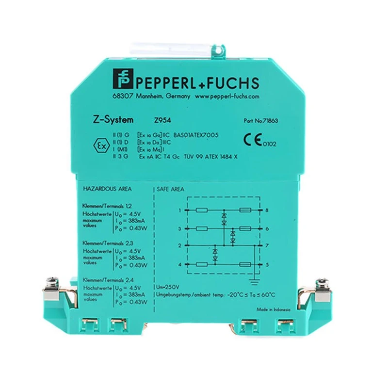 Pepperl + Fuchs 3 Channel Zener Barrier, ATEX Certified, DIN Rail Mount, 250V AC Supply Voltage Z954