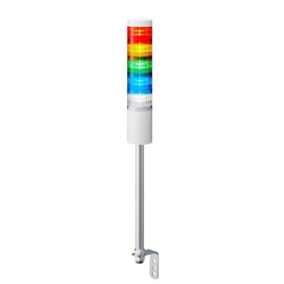 Patlite LR6 Series Clear, White, Blue, Red, Amber, Green Signal Tower Buzzer Unit 5 Lights 24V Pole Mount LR6-502LJNW-RYGBC