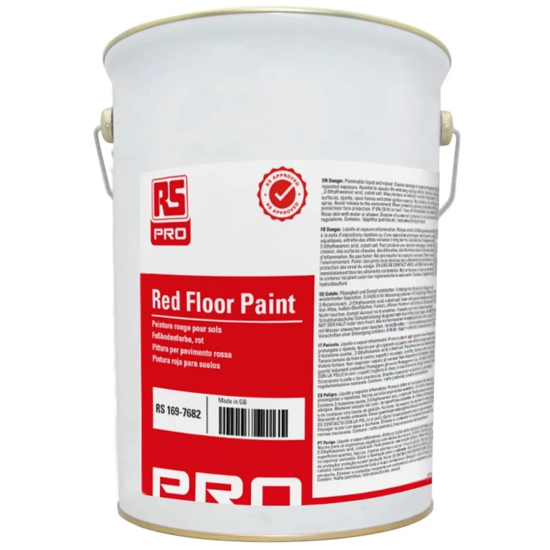 RS PRO Red Polyurethane Floor Paint Gloss Finish 5 L Tin 169-7682