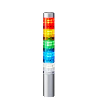 Patlite LR4 Series Clear Globe Signal Tower Buzzer 5 Lights Blue Amber White Green Red LED 24V DC Direct LR4-502WJNU-RYGBC