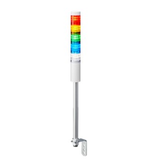 Patlite LR4 Series Signal Tower Buzzer 5 Lights Amber Blue Clear Green Red White 24V DC Pole Mount LR4-502LJNW-RYGBC