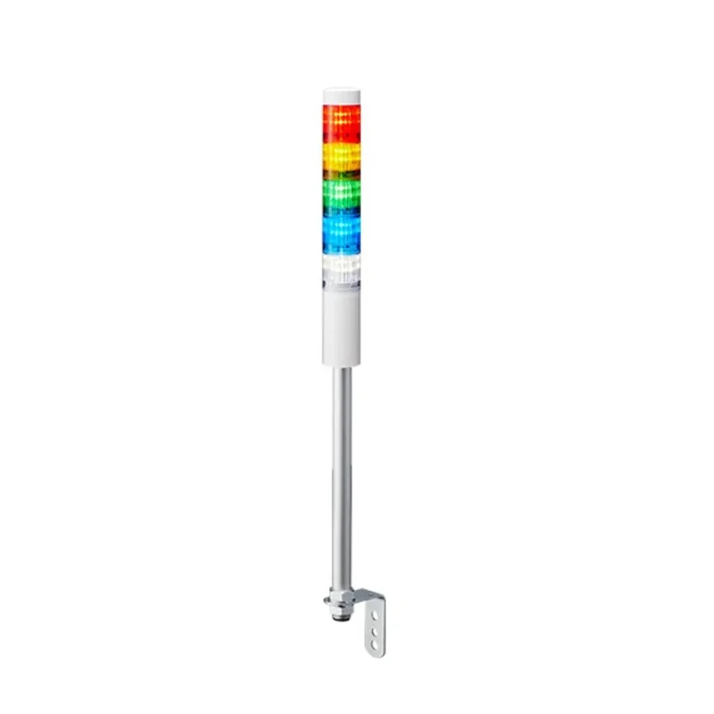 Patlite LR4 Series Signal Tower Buzzer 5 Lights Amber Blue Clear Green Red White 24V DC Pole Mount LR4-502LJNW-RYGBC