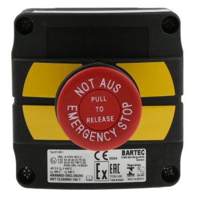 Bartec Control Station Switch SPDT Thermoplastic Red Emergency Stop IP66 IP67 07-3511-10N84