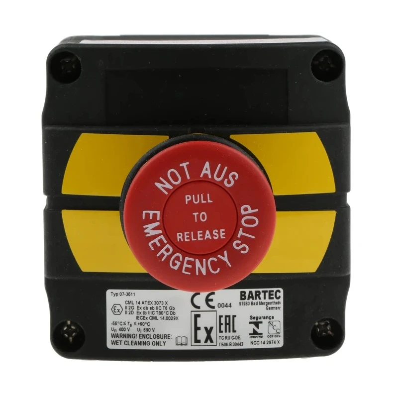 Bartec Control Station Switch SPDT Thermoplastic Red Emergency Stop IP66 IP67 07-3511-10N84