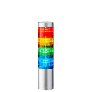 Patlite LR6 Series Blue, Clear, Green, White, Amber, Red Signal Tower Buzzer, 4 Lights 24V DC Direct Mount LR6-402WJNU-RYGB