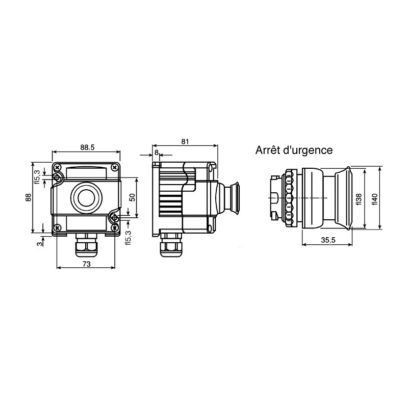 Bartec Control Station Switch SPDT Thermoplastic Red Emergency Stop IP66 IP67 07-3511-10N84