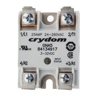 Crydom Solid State Relay, Panel Mount, 25 A Load Current, 280 V AC Load, 32 V DC Control GNA5