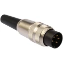 Lumberg 5-Pole Straight M16 DIN Plug Shielded Copper Zinc Alloy Housing Brass Contacts Gold over Silver Plating 250V SV 50/6