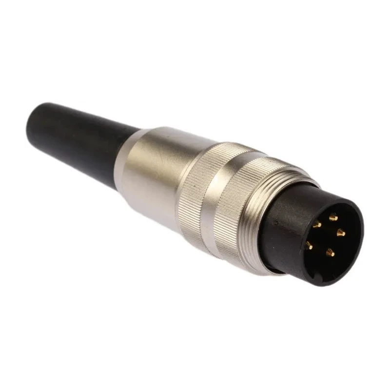 Lumberg 5-Pole Straight M16 DIN Plug Shielded Copper Zinc Alloy Housing Brass Contacts Gold over Silver Plating 250V SV 50/6