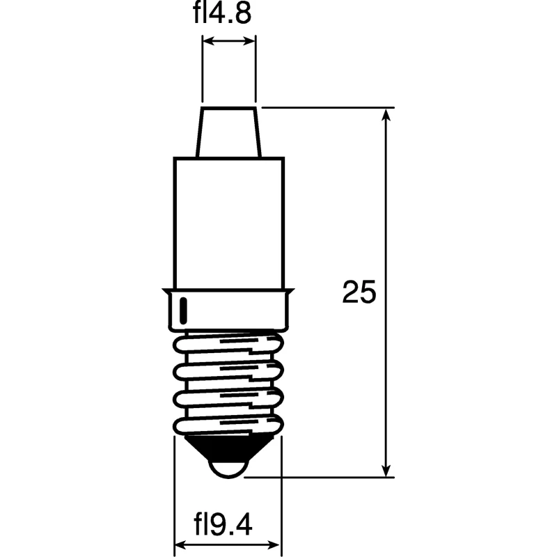 Marl White Indicator Lamp Single Chip 24V DC E10 Base 4.8 mm Diameter 400mcd 210-997-22-38