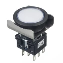 Idec LBW Series Illuminated Momentary Push Button Switch Panel Mount Solder Terminal Round Actuator Black LBW6L-M1T64PW